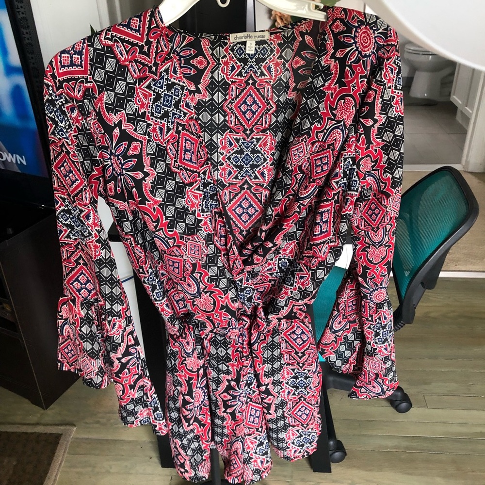 Multi print Romper with flare sleeves
